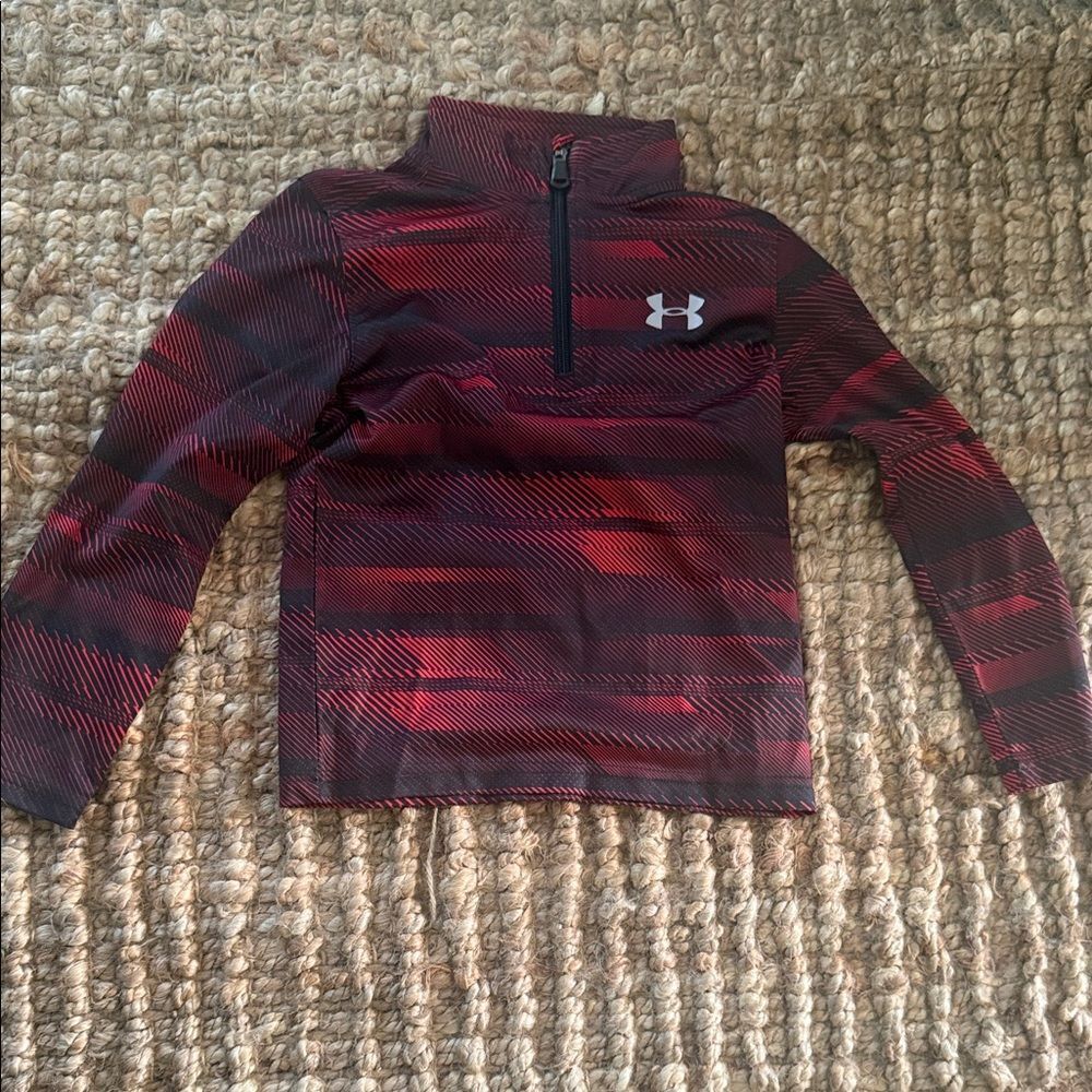 Under Armour Black and Red Patterned Pullover Quartter Zip NEW